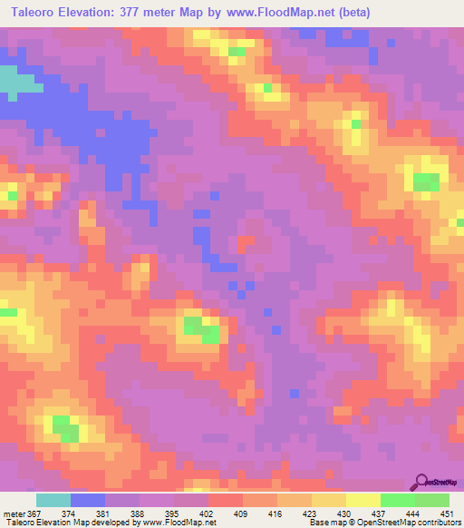 Taleoro,Guinea Elevation Map