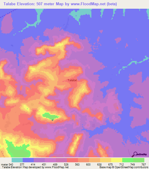 Talabe,Guinea Elevation Map