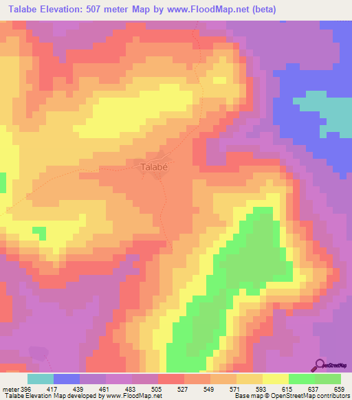 Talabe,Guinea Elevation Map