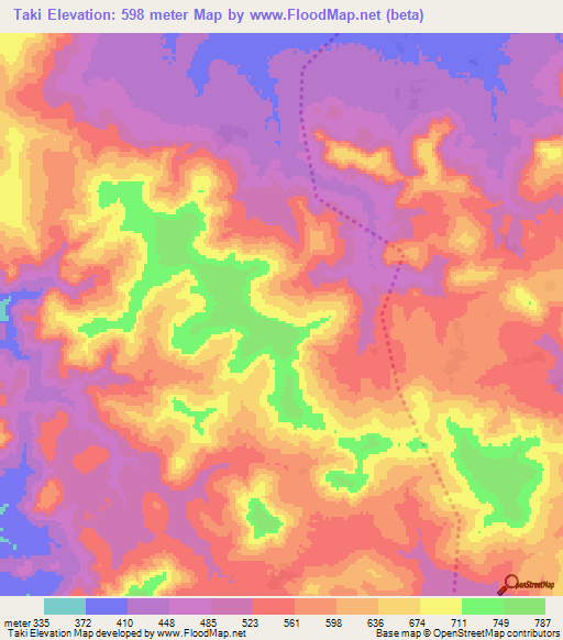 Taki,Guinea Elevation Map