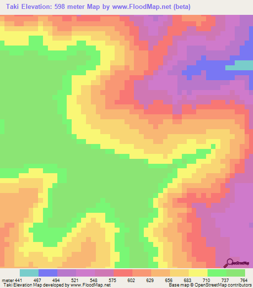 Taki,Guinea Elevation Map