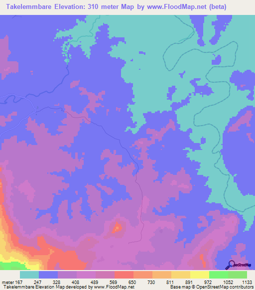 Takelemmbare,Guinea Elevation Map