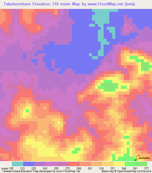 Takelemmbare,Guinea Elevation Map