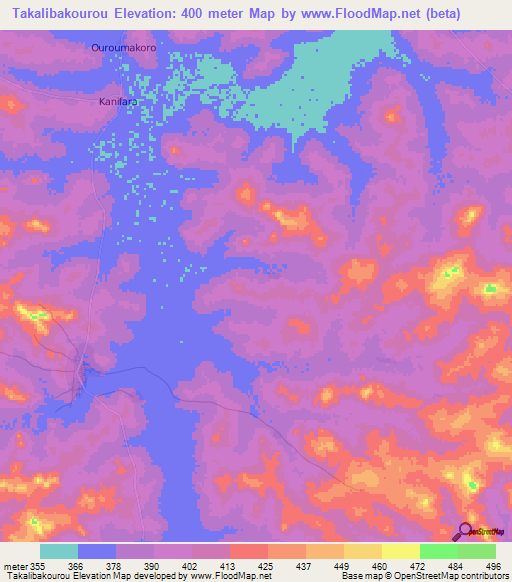 Takalibakourou,Guinea Elevation Map