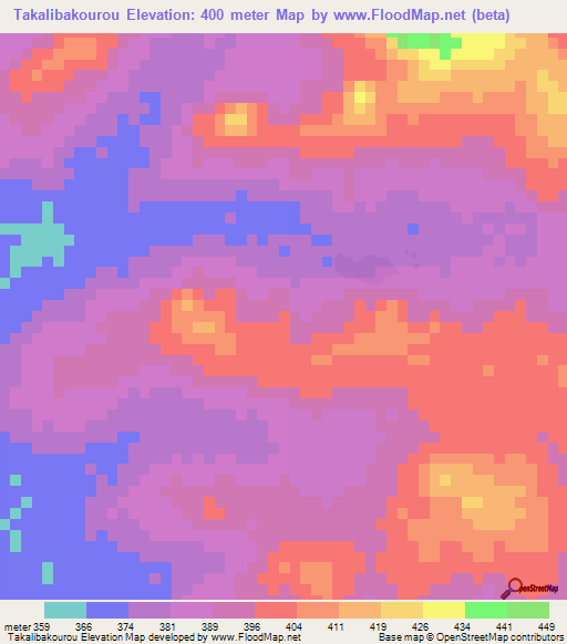 Takalibakourou,Guinea Elevation Map