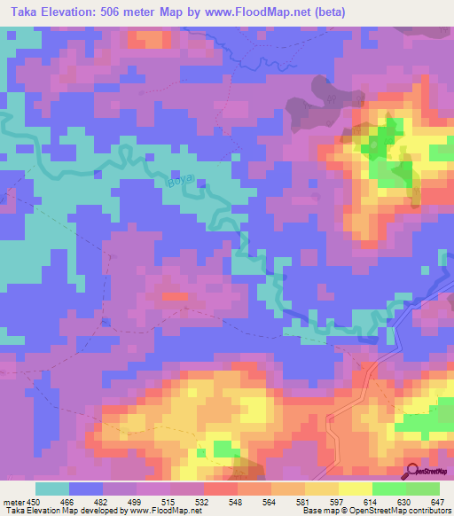 Taka,Guinea Elevation Map