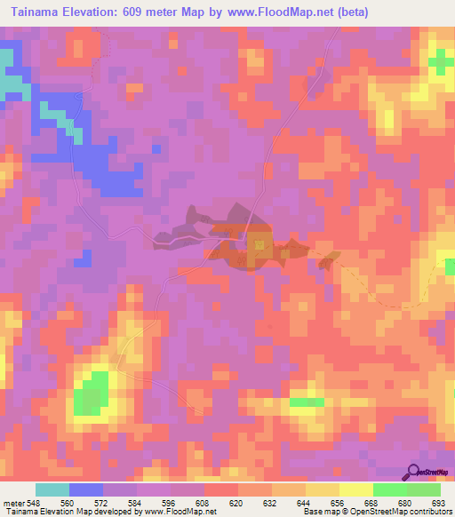 Tainama,Guinea Elevation Map