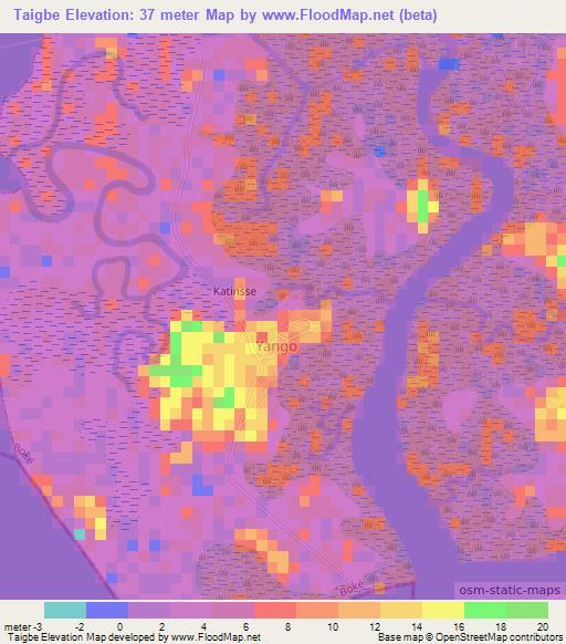 Taigbe,Guinea Elevation Map