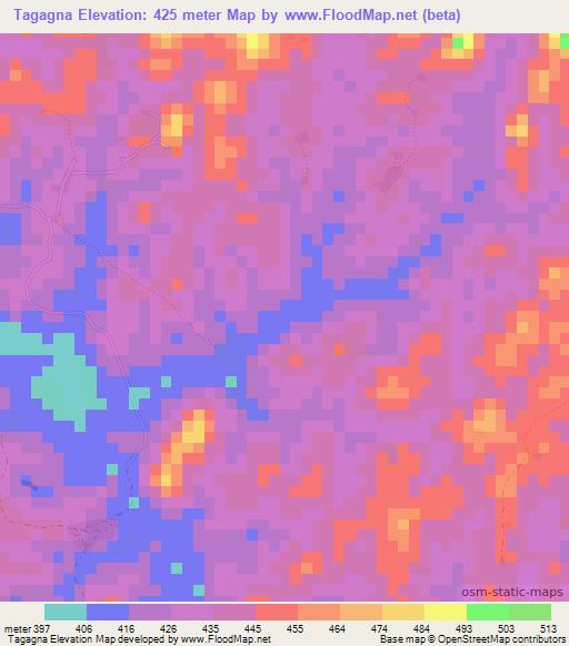 Tagagna,Guinea Elevation Map