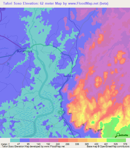 Tafori Soso,Guinea Elevation Map