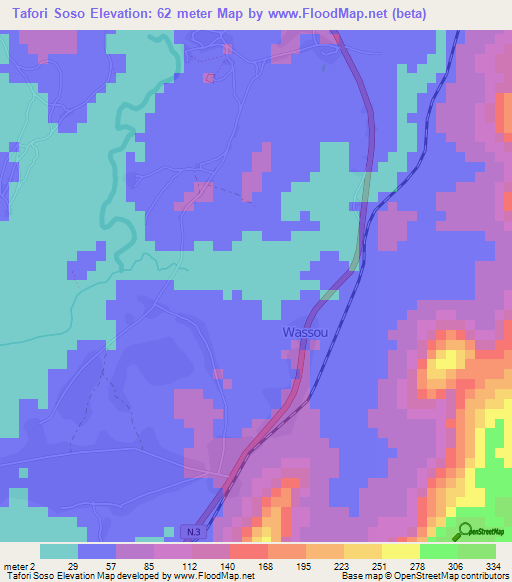 Tafori Soso,Guinea Elevation Map