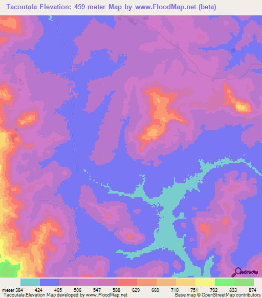 Tacoutala,Guinea Elevation Map