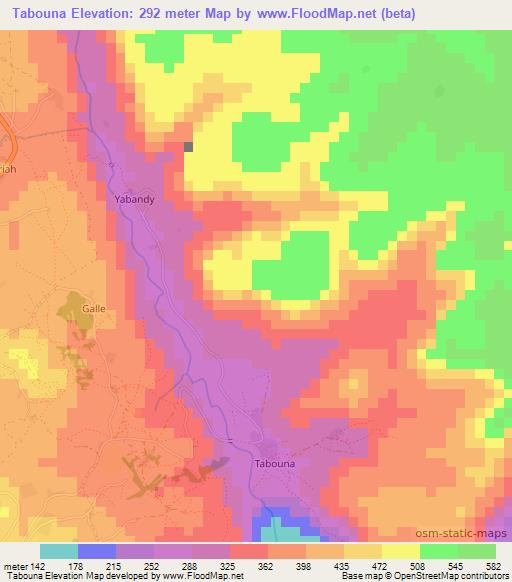 Tabouna,Guinea Elevation Map