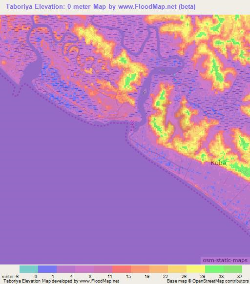 Taboriya,Guinea Elevation Map