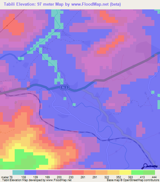 Tabili,Guinea Elevation Map