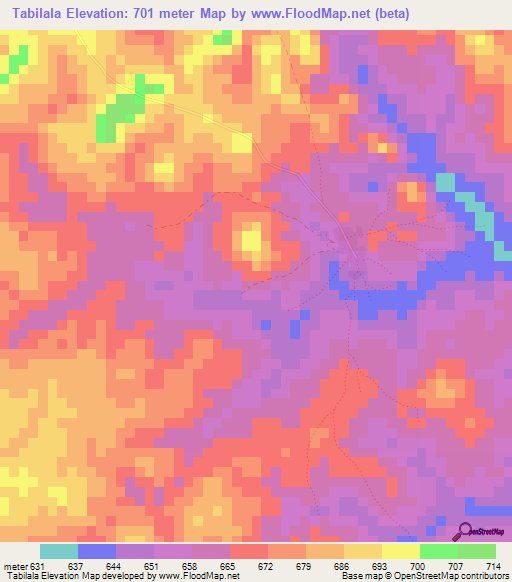 Tabilala,Guinea Elevation Map