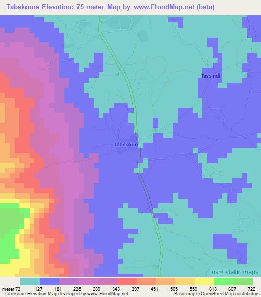 Tabekoure,Guinea Elevation Map