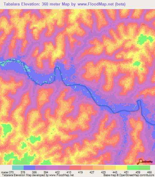 Tabalara,Guinea Elevation Map