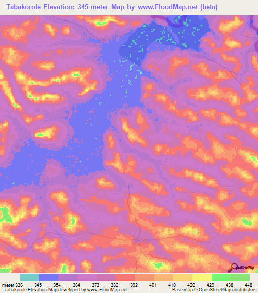 Tabakorole,Guinea Elevation Map