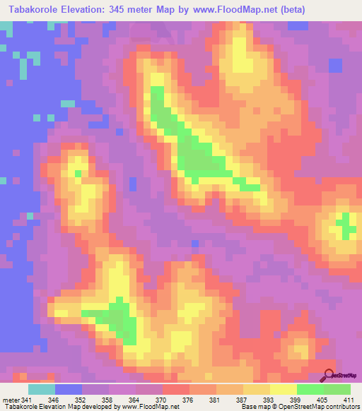 Tabakorole,Guinea Elevation Map