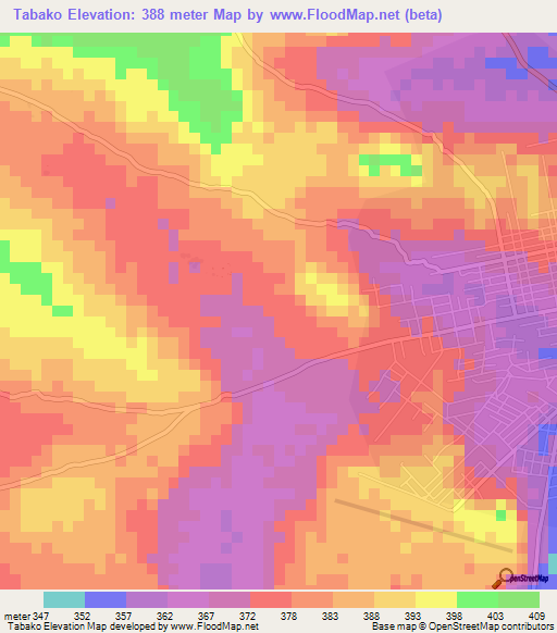 Tabako,Guinea Elevation Map