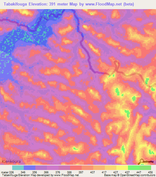 Tabakifouga,Guinea Elevation Map