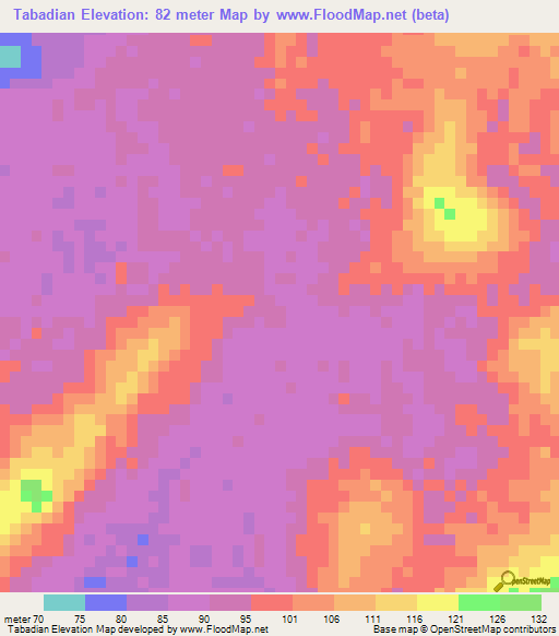 Tabadian,Guinea Elevation Map