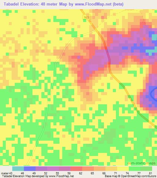 Tabadel,Guinea Elevation Map