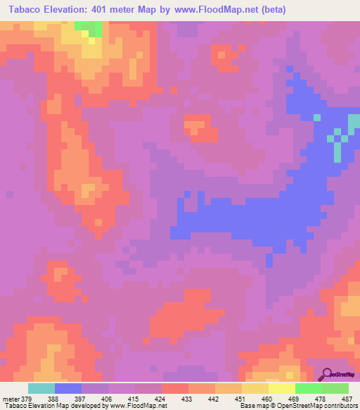 Tabaco,Guinea Elevation Map