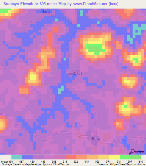 Suobaya,Guinea Elevation Map