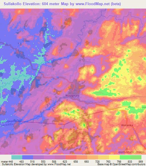 Sullakollo,Guinea Elevation Map