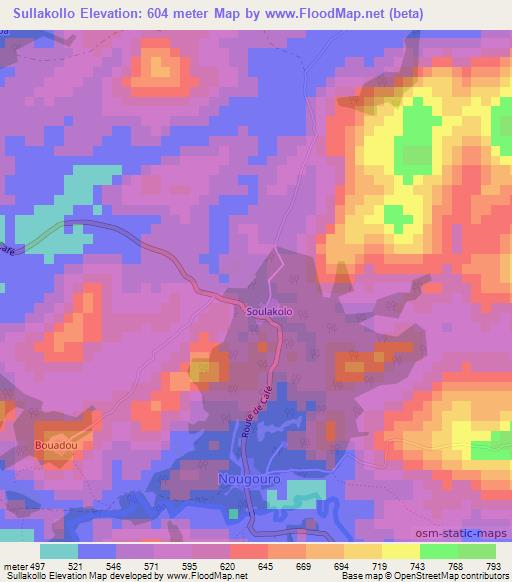 Sullakollo,Guinea Elevation Map