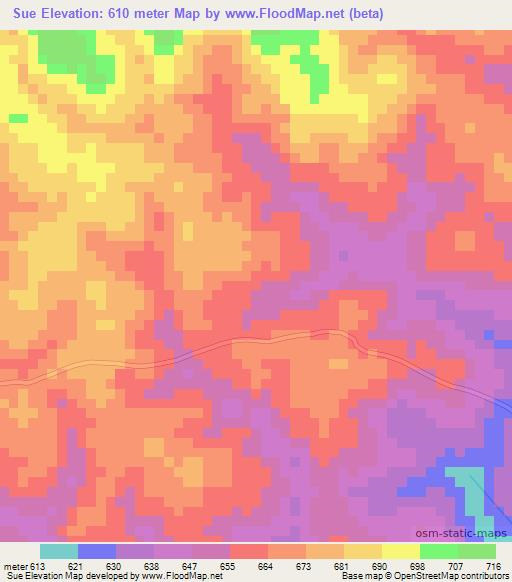 Sue,Guinea Elevation Map