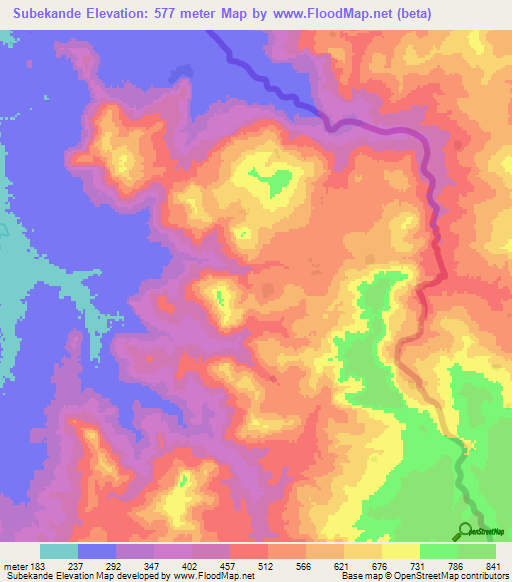 Subekande,Guinea Elevation Map