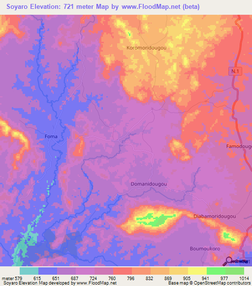 Soyaro,Guinea Elevation Map