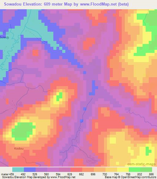 Sowadou,Guinea Elevation Map