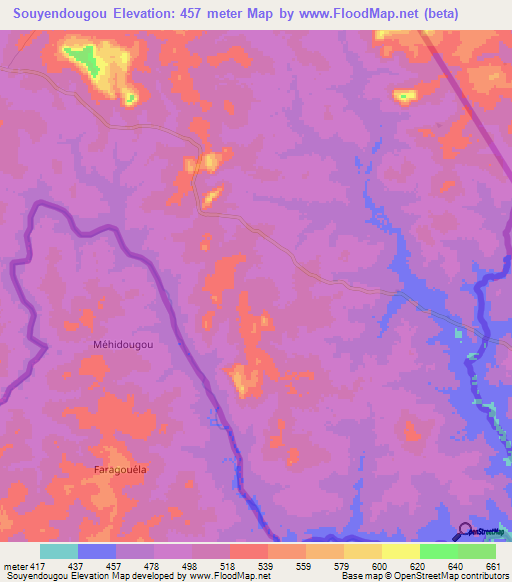 Souyendougou,Guinea Elevation Map