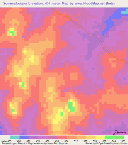 Souyendougou,Guinea Elevation Map