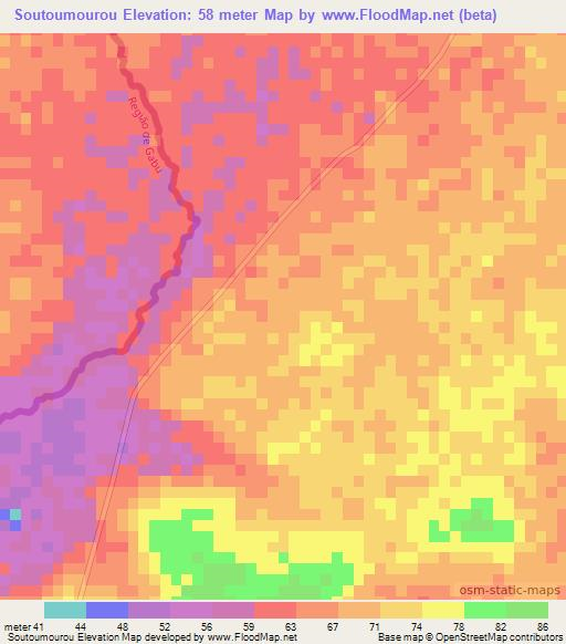 Soutoumourou,Guinea Elevation Map