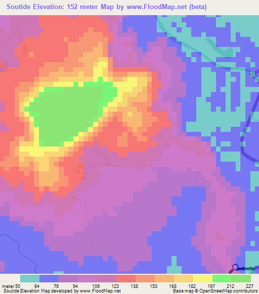 Soutide,Guinea Elevation Map