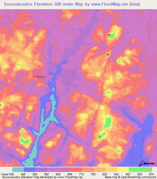 Souroukoudou,Guinea Elevation Map