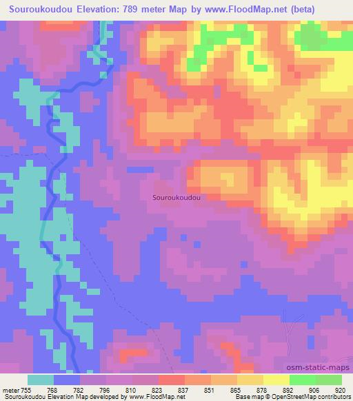 Souroukoudou,Guinea Elevation Map