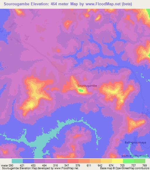 Sourougambe,Guinea Elevation Map