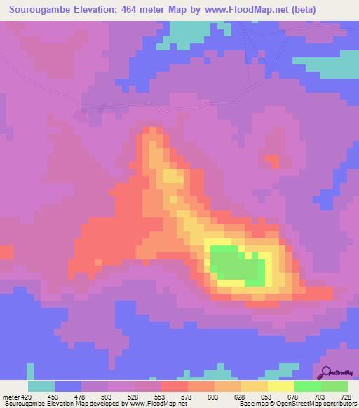 Sourougambe,Guinea Elevation Map