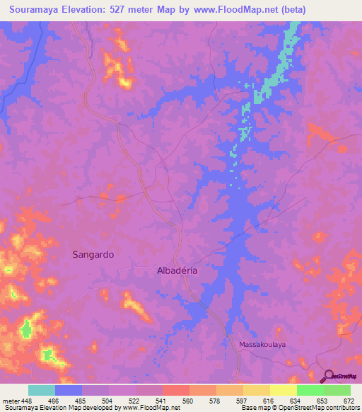 Souramaya,Guinea Elevation Map