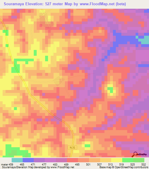 Souramaya,Guinea Elevation Map