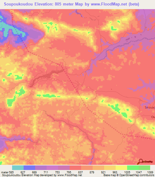 Soupoukoudou,Guinea Elevation Map