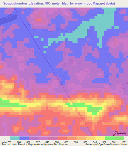 Soupoukoudou,Guinea Elevation Map