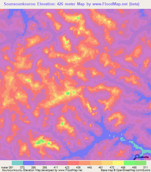 Sounsounkourou,Guinea Elevation Map