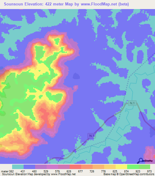 Sounsoun,Guinea Elevation Map